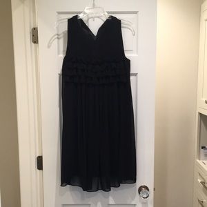 Black dress with ruffle front
